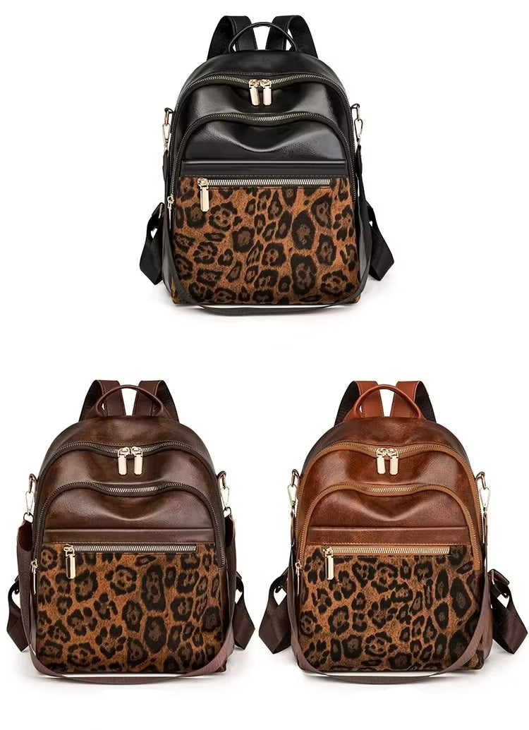 شنطة ظهر مستوردة بتفصيلة Leopard Pattern - Stylish Backpack Bag ✨