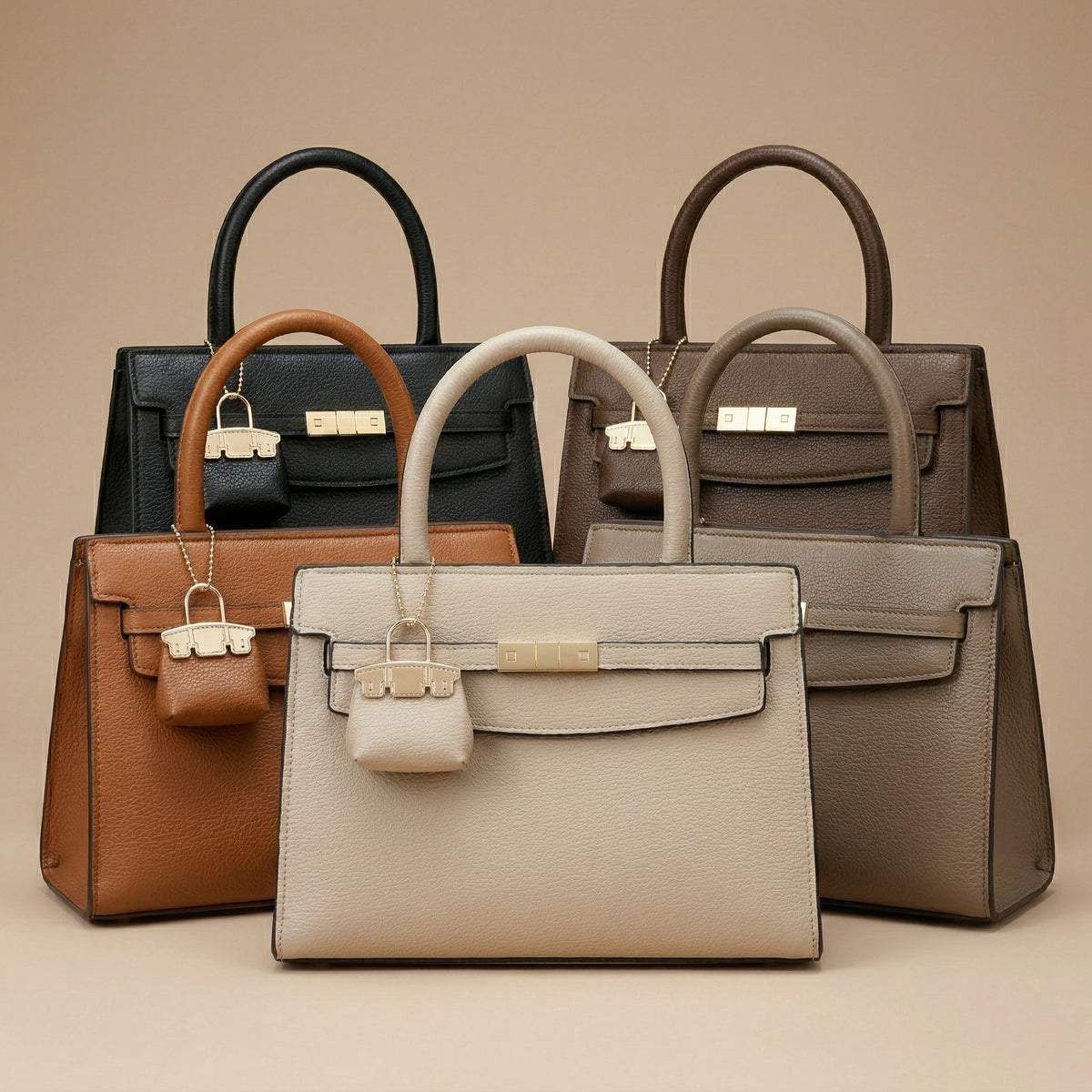 شنطة جلد أنيقة بستايل عصري - Modern Classic Bag | Mini Charm Details ✨