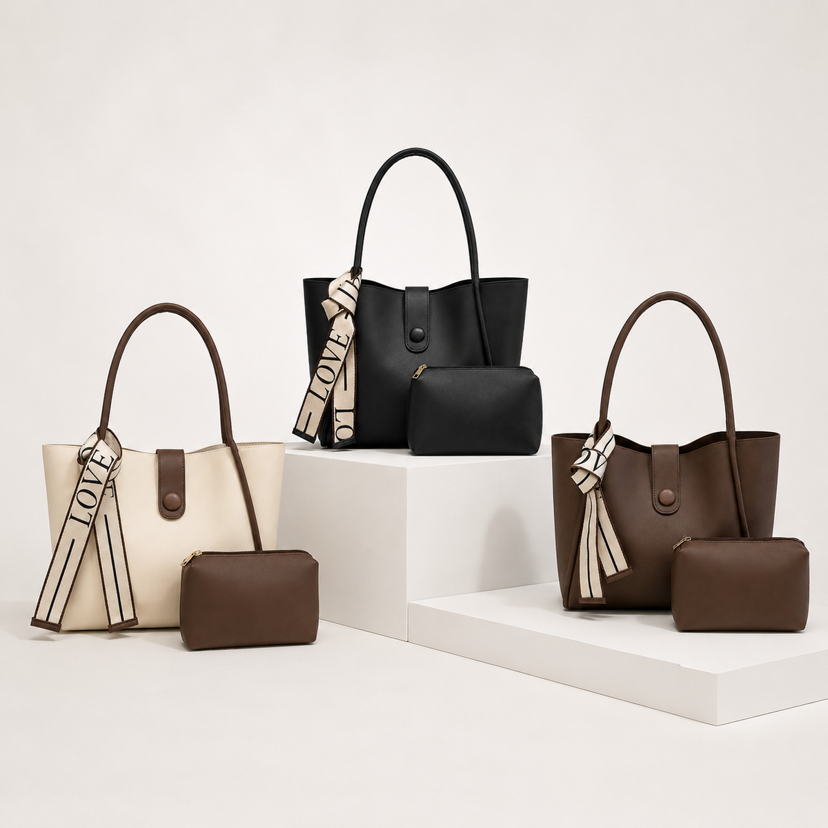 Elegant Tote Bag Set بتفاصيل Minimal تناسب كل الإطلالات