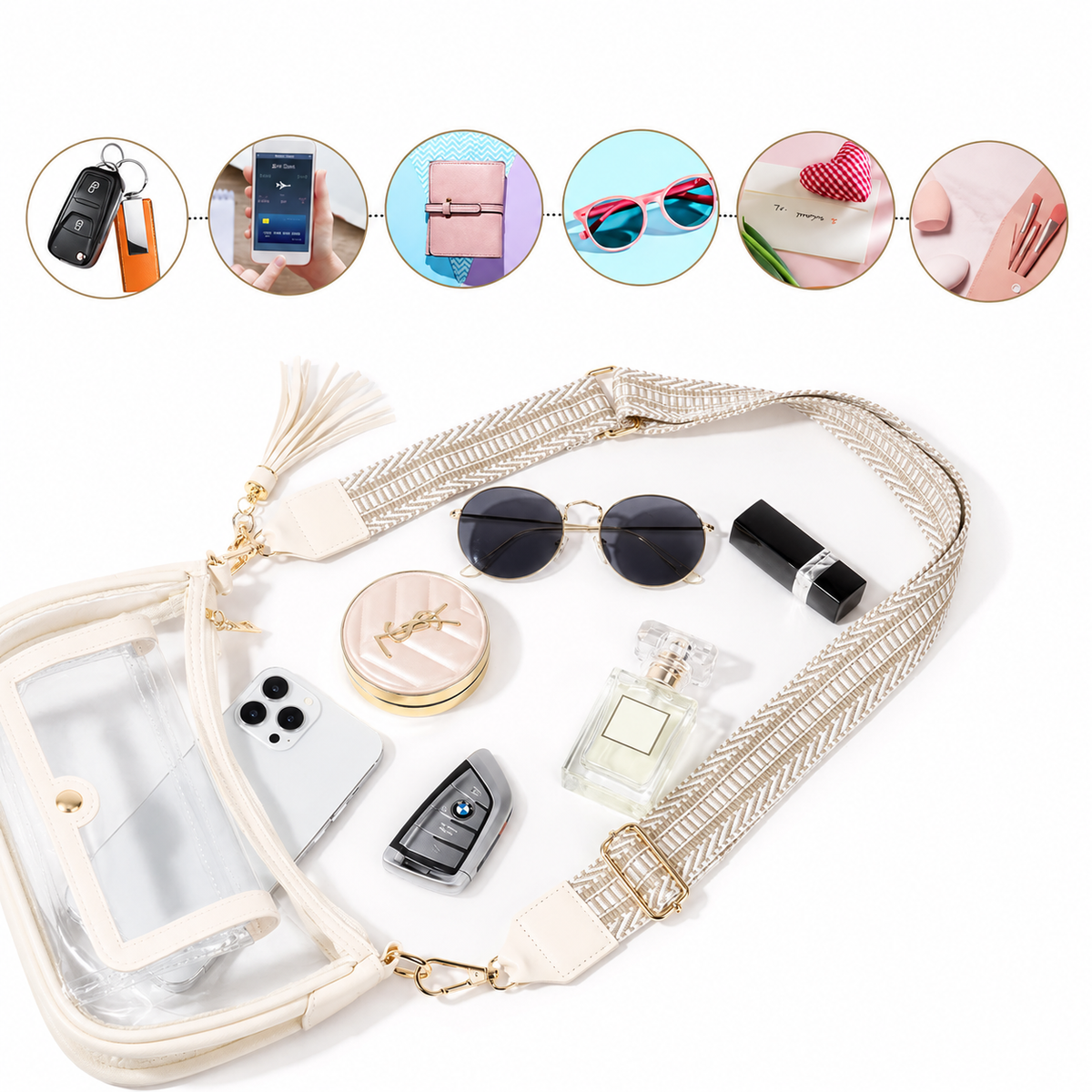شنطة شفافة مستوردة بتفاصيل Clear Casual Chic
