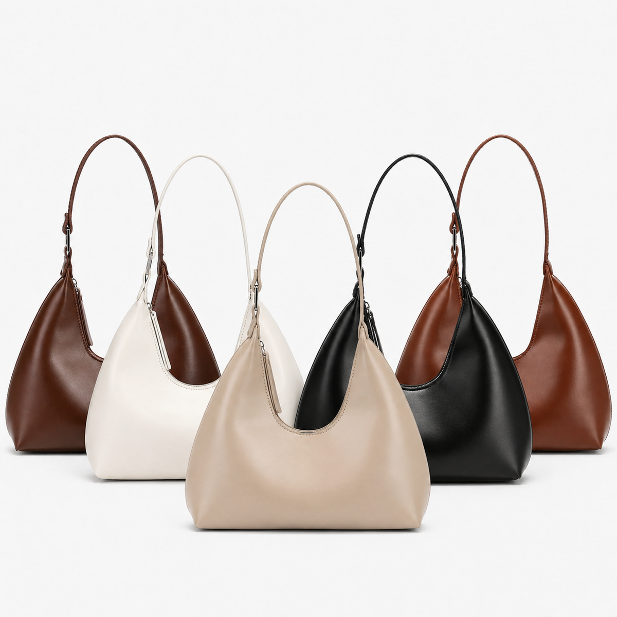 شنطة كتف هاف مون جلد ناعمة بتصميم عصري أنيق - Half Moon Shoulder Bag