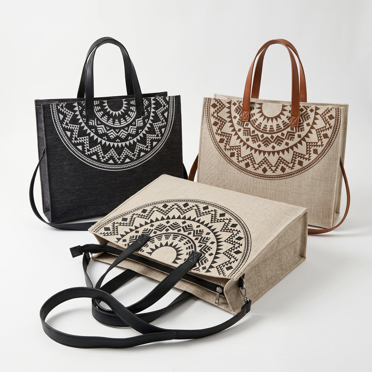 شنطة كتف كتان وجلد بجودة عالية – Top Seller Bag ✨