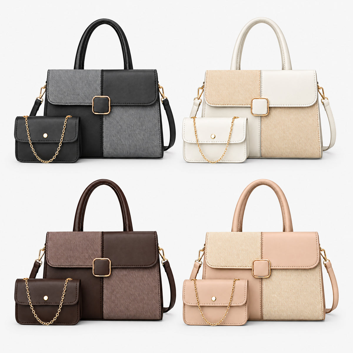 شنطة مستوردة بتصميم كلاسيكي راقي – Luxury 2-Piece Bag