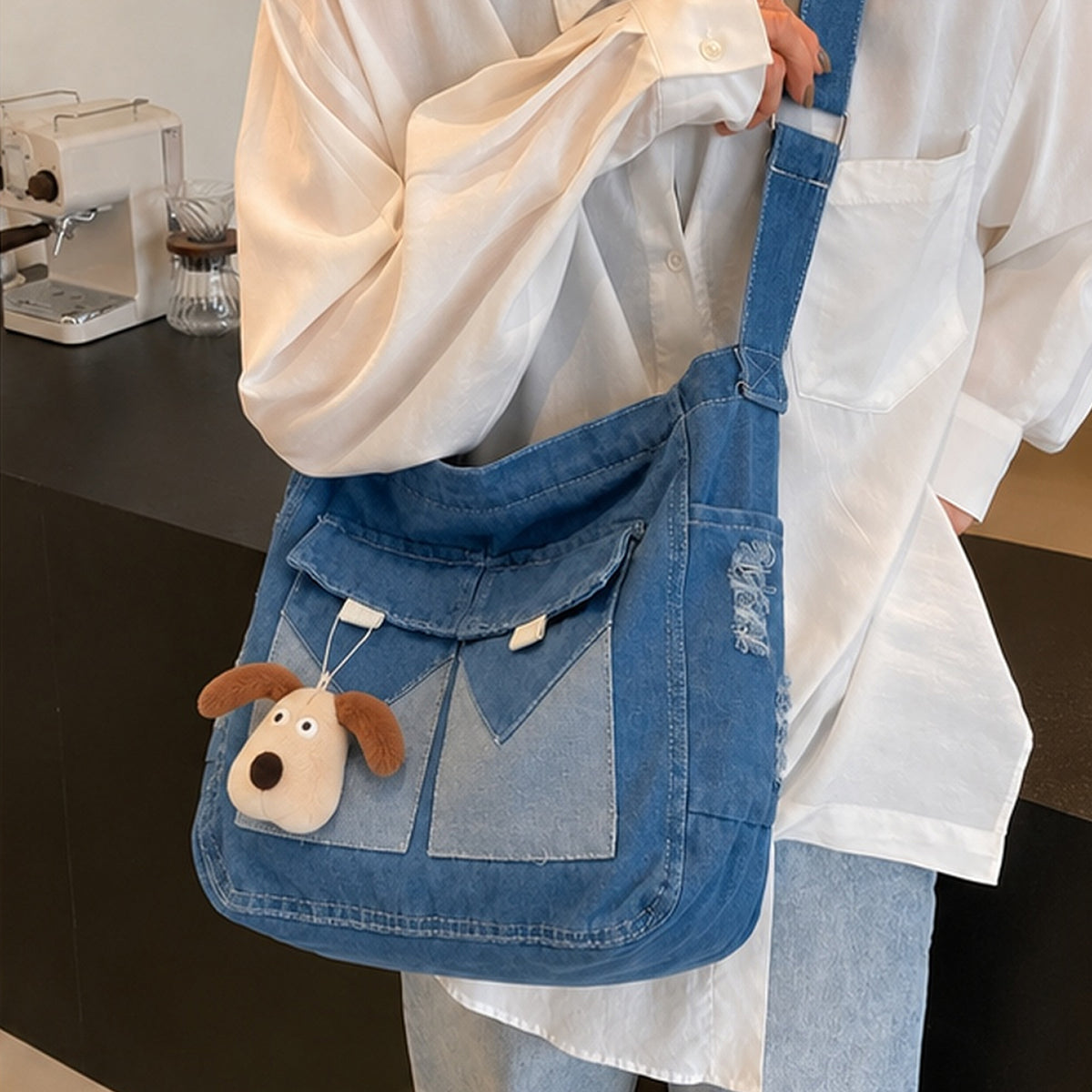 شنطة مستوردة بخامة جينز مميزة وتنظيم عملي | Everyday Denim Crossbody Bag