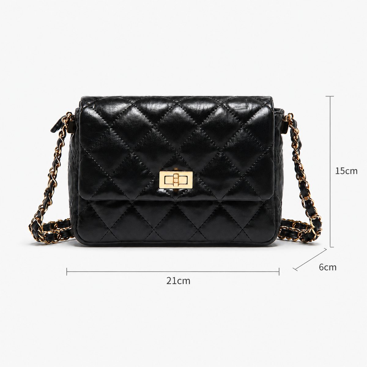 شنطة مستوردة مبطنة بسلسلة جولد | Quilted Chain Cross Bag
