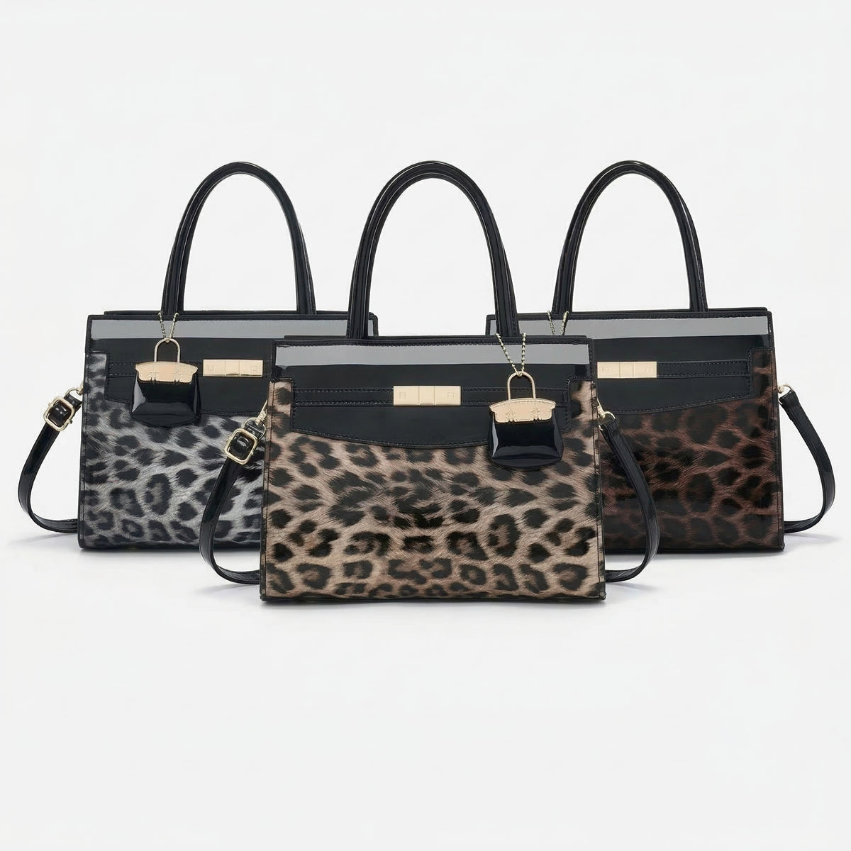 Luxury Leopard Handbag – شنطة جلد لامع لإطلالة راقية وعصرية