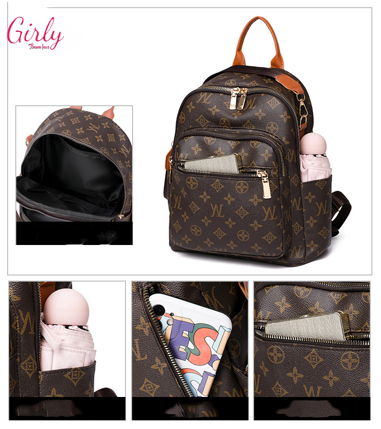 شنطة ظهر جلد بنقشة كلاسيك من Girly