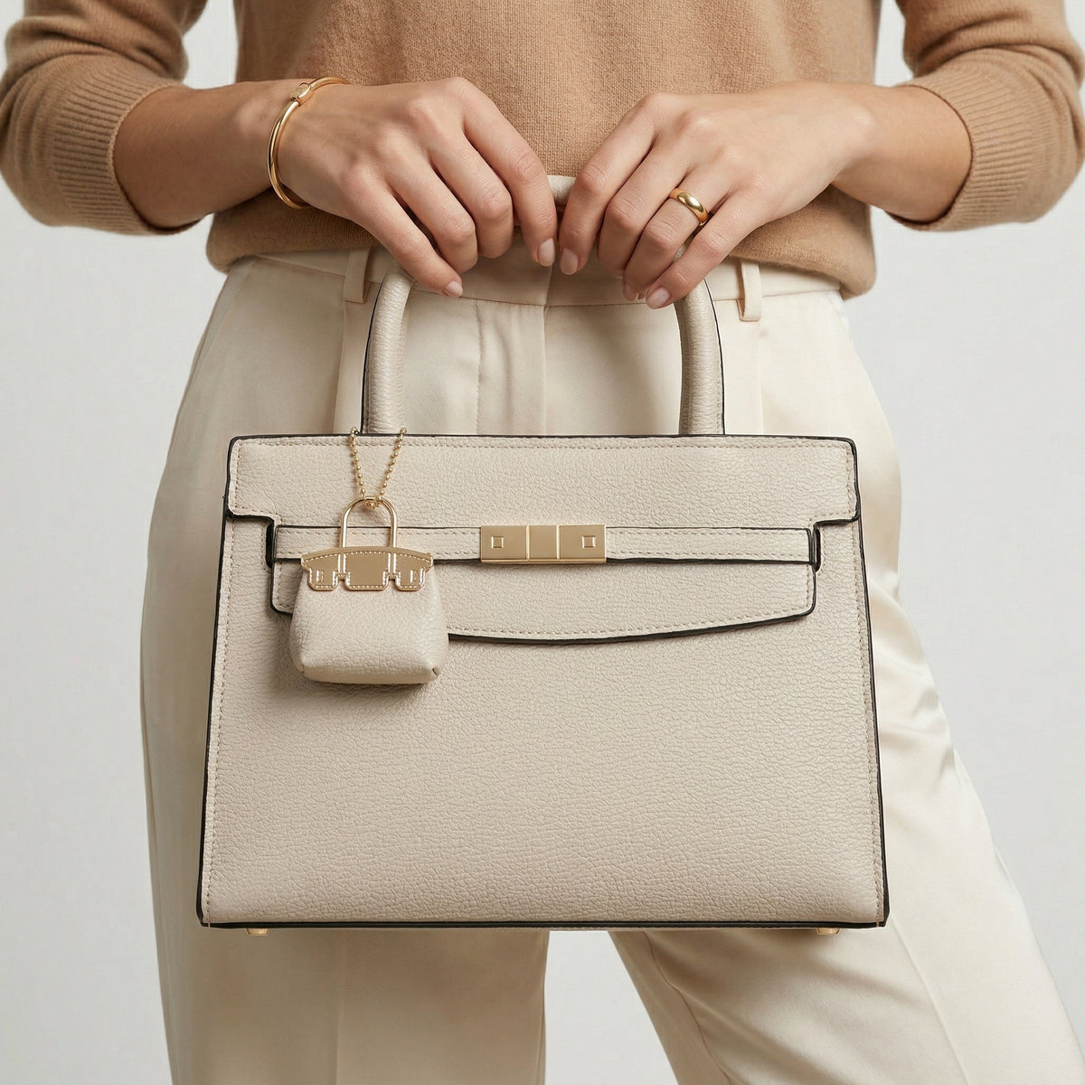 شنطة جلد أنيقة بستايل عصري - Modern Classic Bag | Mini Charm Details ✨