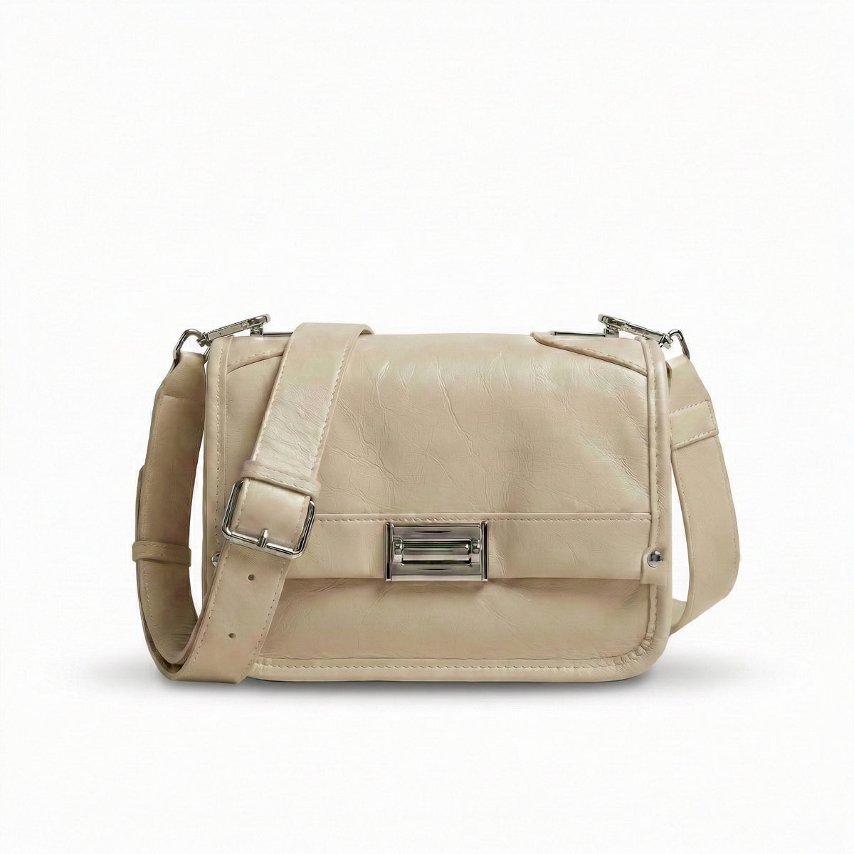 شنطة كتف جلد مستورد بحزام عريض – Premium Imported Leather Shoulder Bag