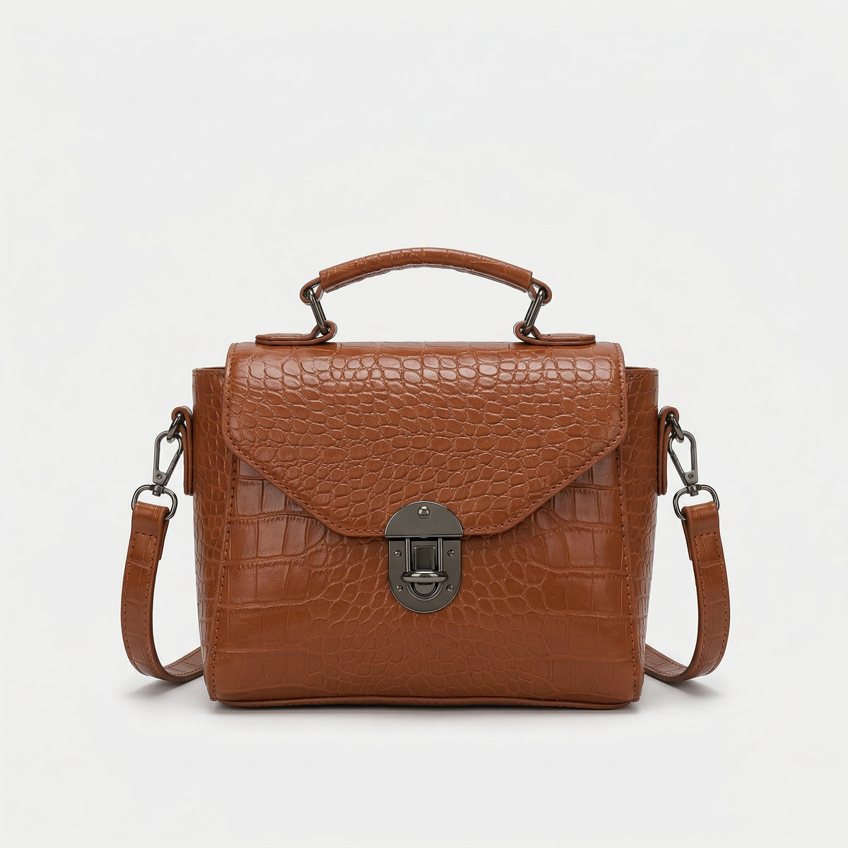 شنطة كروس جلد بنقشة مميزة - Croco Style Crossbody Bag