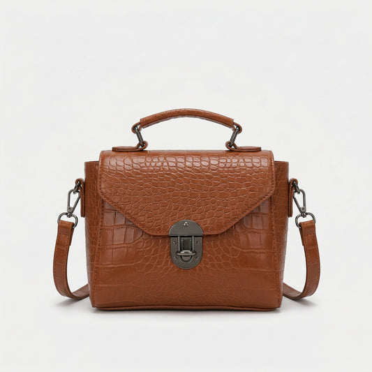 شنطة كروس جلد بنقشة مميزة - Croco Style Crossbody Bag