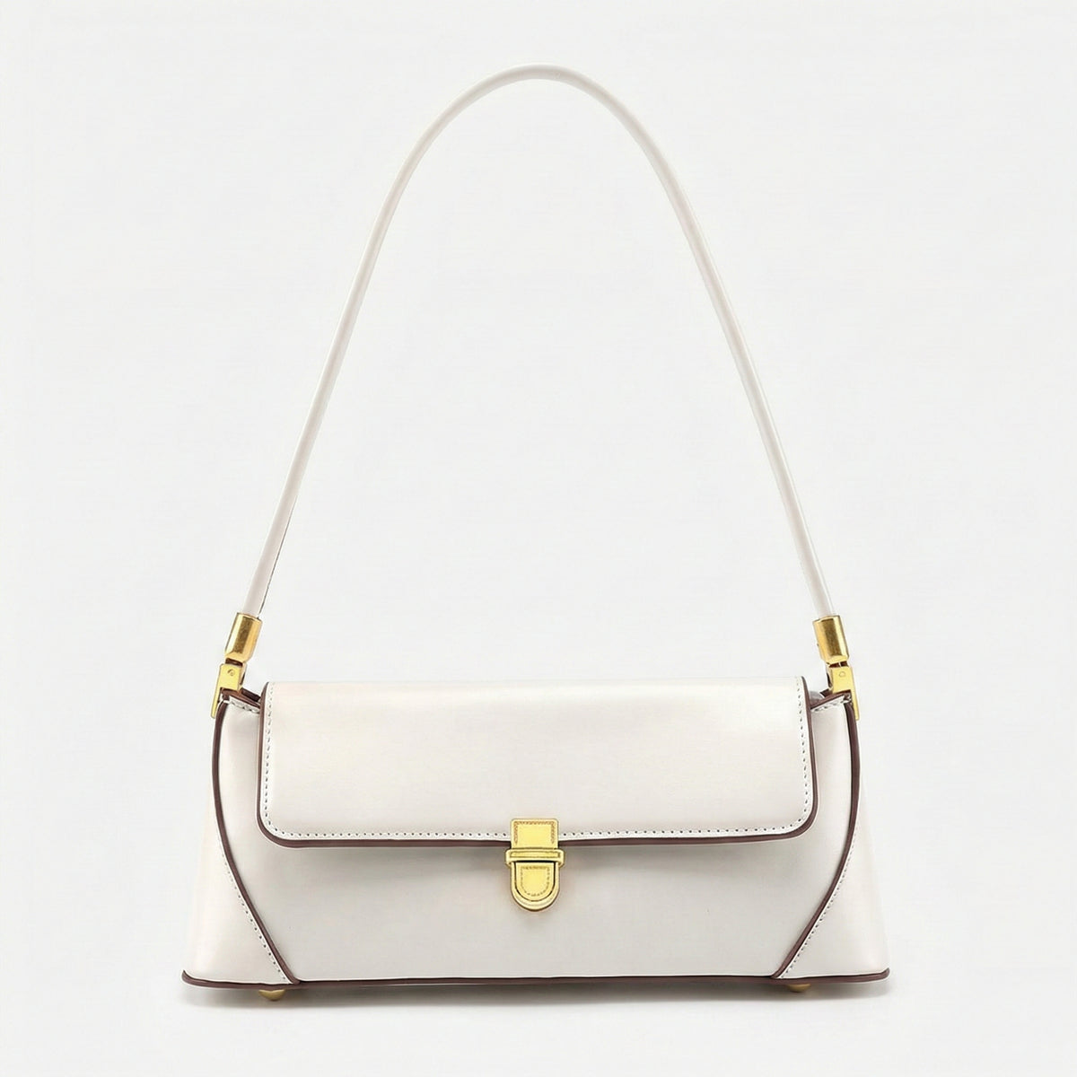 Structured Shoulder Bag with Gold Clasp – Premium Imported