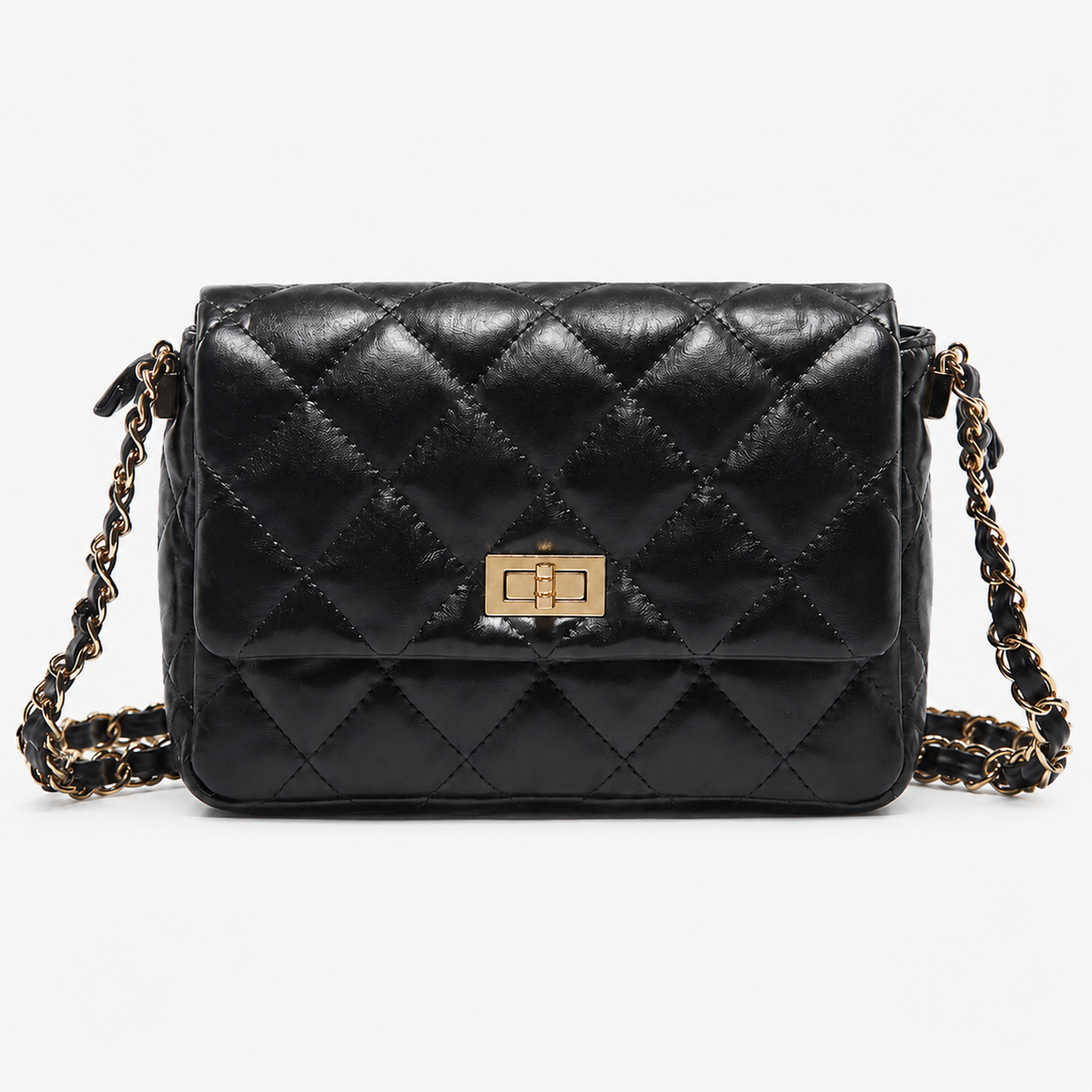 شنطة مستوردة مبطنة بسلسلة جولد | Quilted Chain Cross Bag