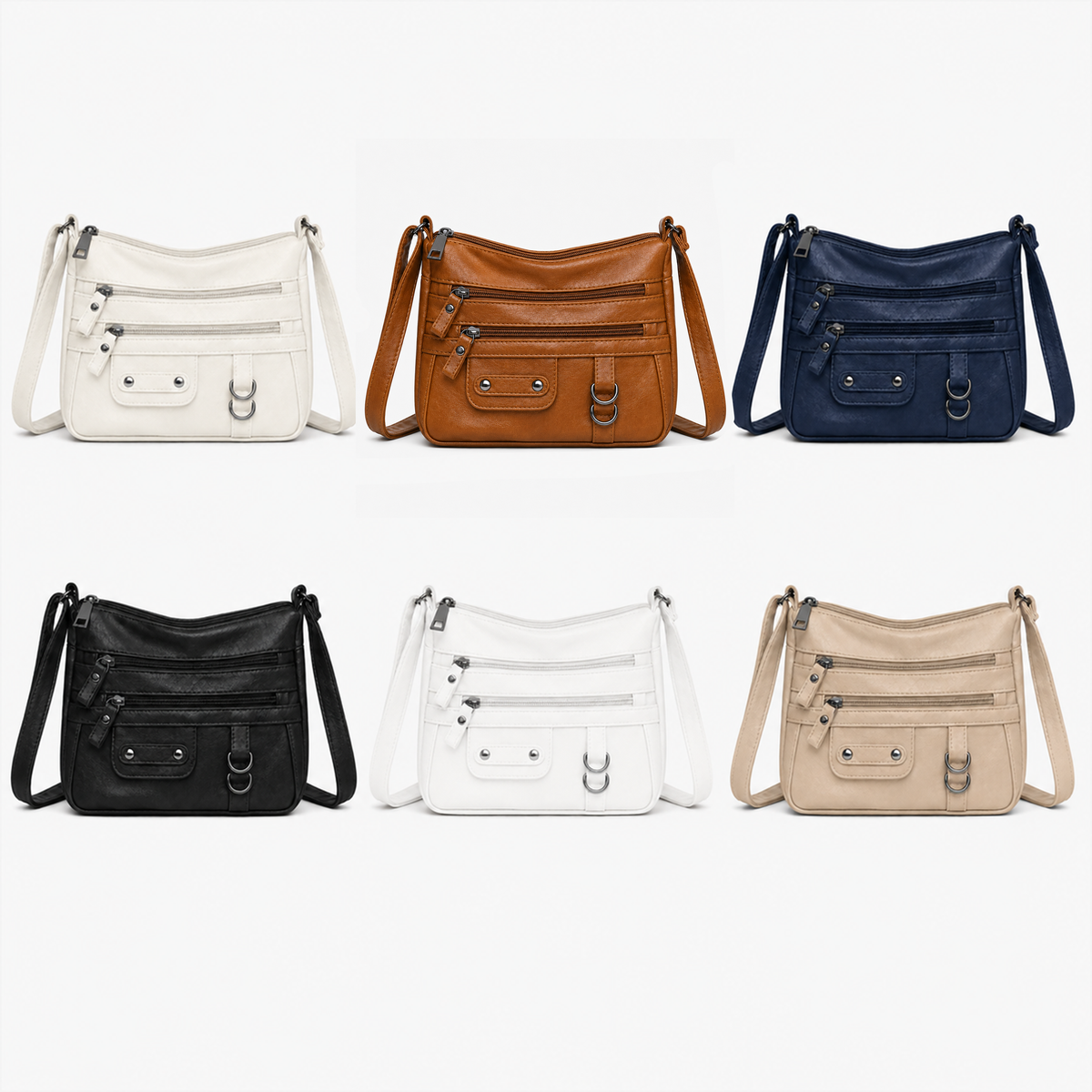 شنطة كروس جلد طري بتفاصيل عملية متعددة الجيوب تناسب الاستخدام اليومي 🤍