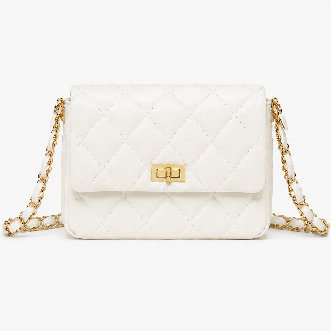 شنطة مستوردة مبطنة بسلسلة جولد | Quilted Chain Cross Bag