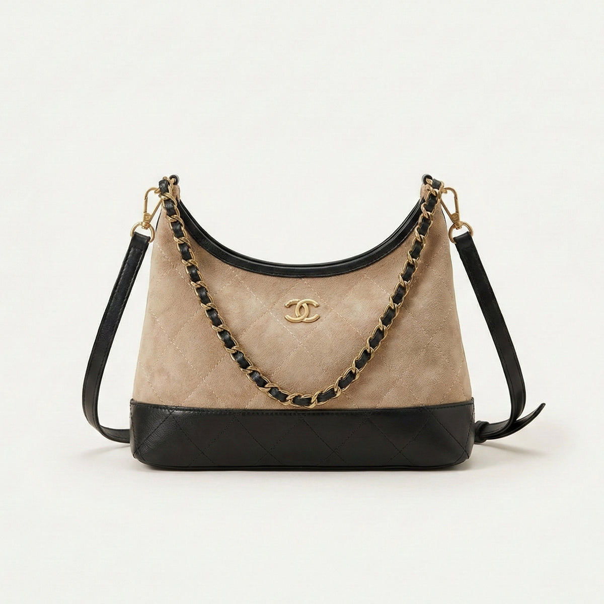 شنطة جلد وشمواه كويلتد | Leather & Suede Quilted Bag