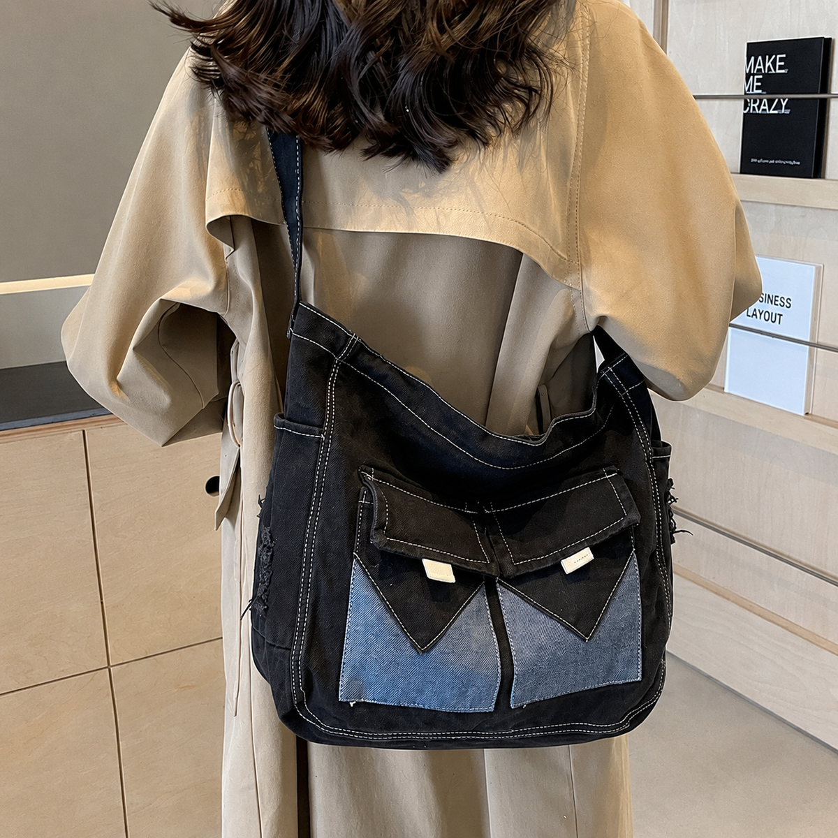 شنطة مستوردة بخامة جينز مميزة وتنظيم عملي | Everyday Denim Crossbody Bag