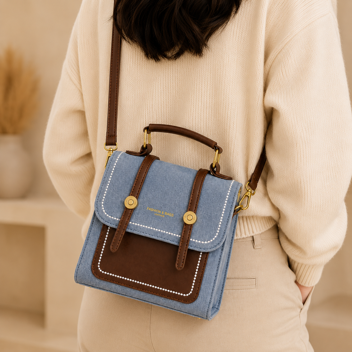 شنطة مستوردة 2 في 1 بستايل عصري وعملي | Convertible Backpack & Cross Bag