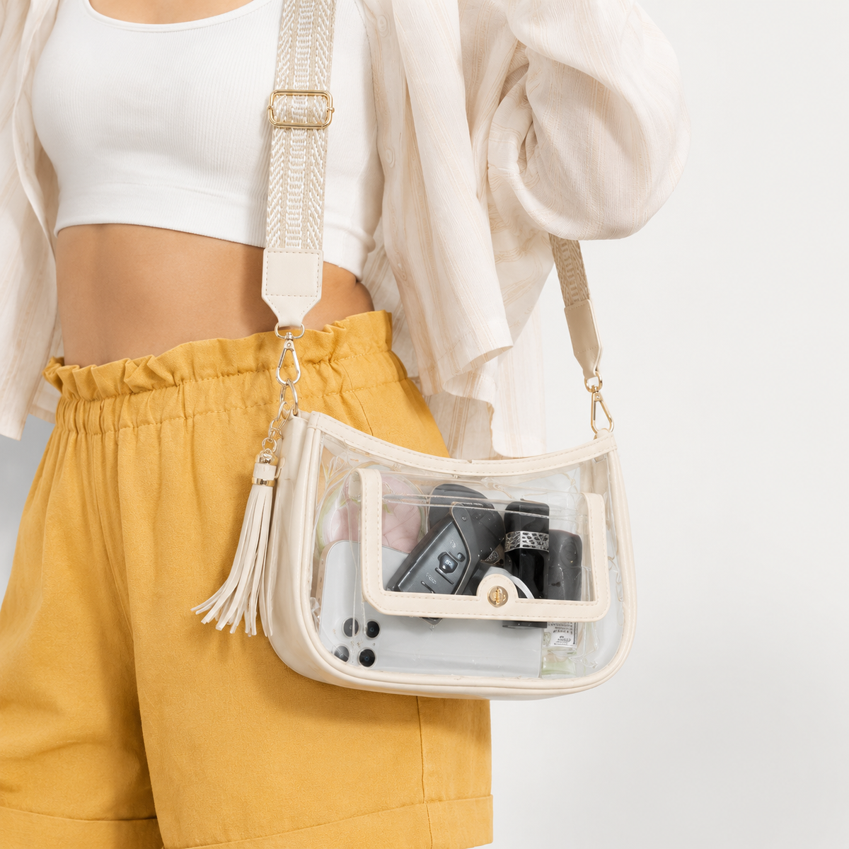 شنطة شفافة مستوردة بتفاصيل Clear Casual Chic