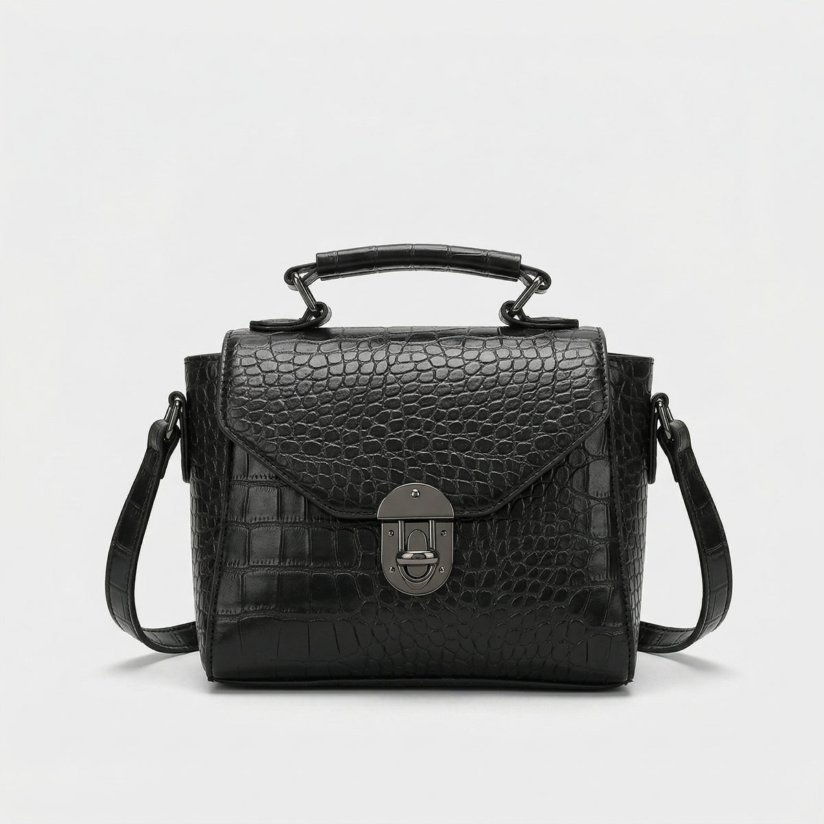 شنطة كروس جلد بنقشة مميزة - Croco Style Crossbody Bag