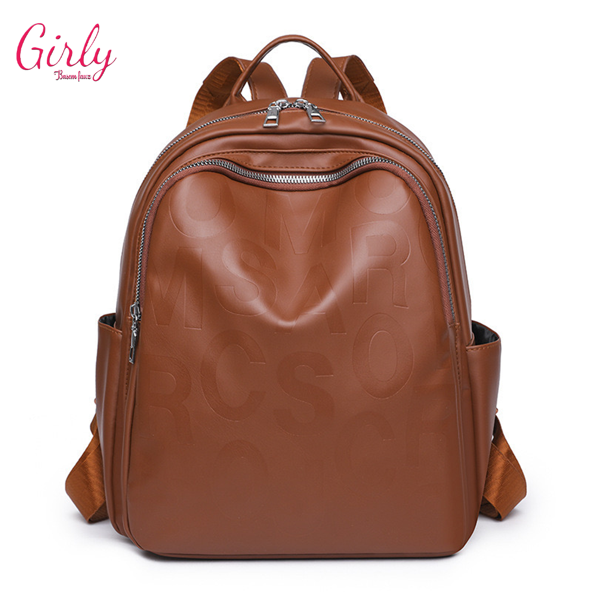 شنطة ظهر جلد بحروف محفورة - Girly