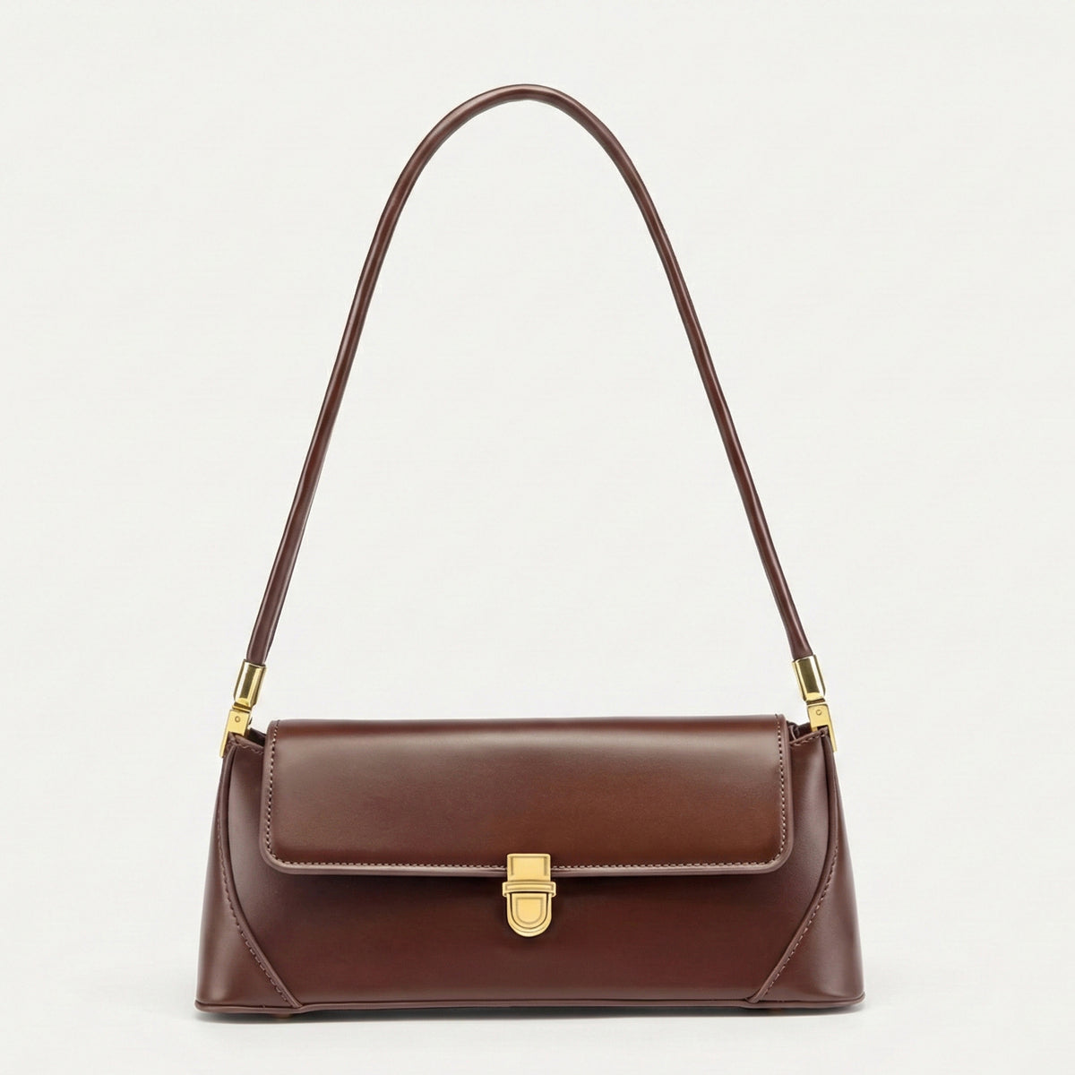 Structured Shoulder Bag with Gold Clasp – Premium Imported