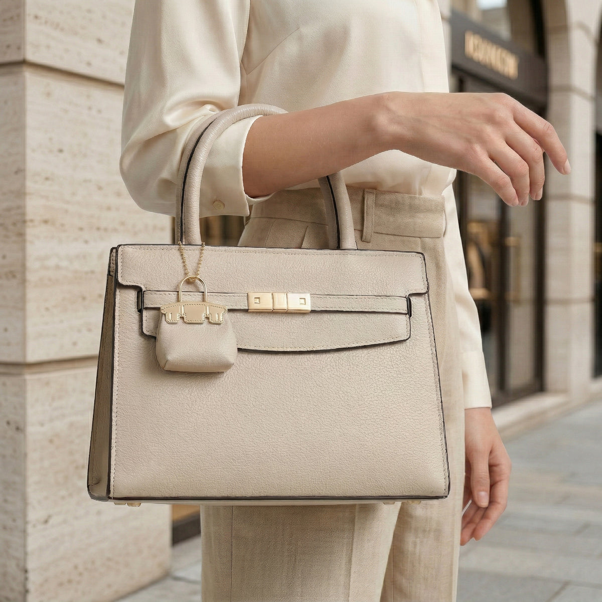 شنطة جلد أنيقة بستايل عصري - Modern Classic Bag | Mini Charm Details ✨