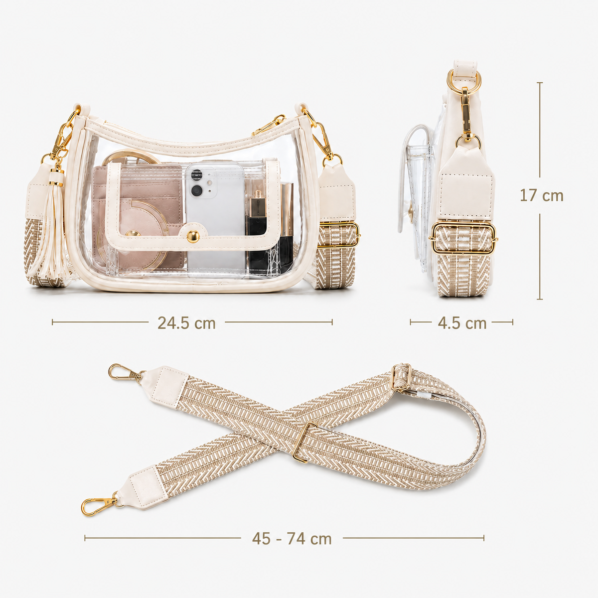 شنطة شفافة مستوردة بتفاصيل Clear Casual Chic