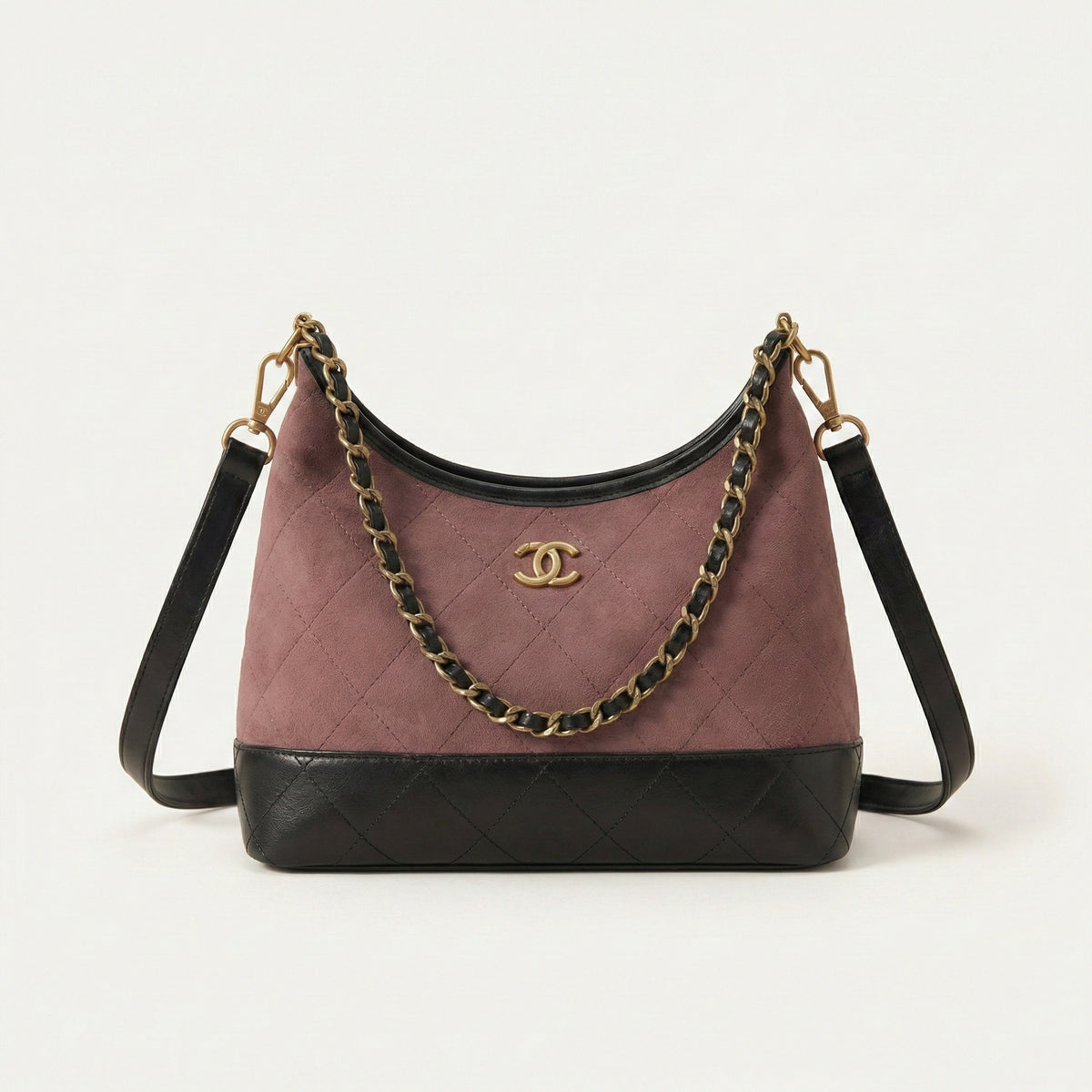 شنطة جلد وشمواه كويلتد | Leather & Suede Quilted Bag