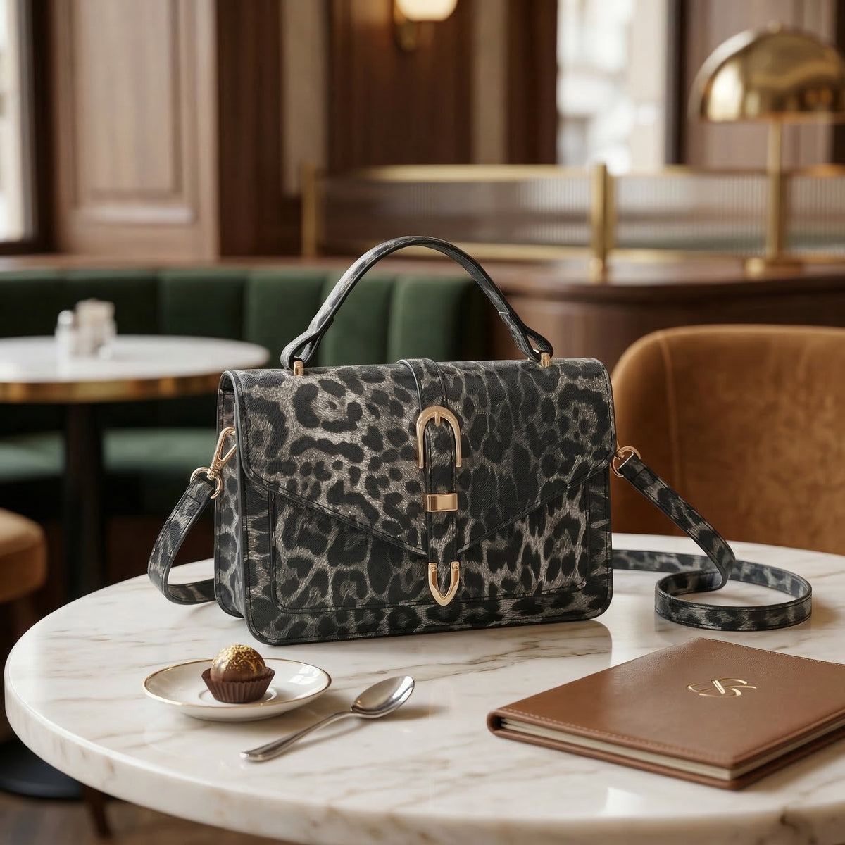 شنطة جلد بتصميم Leopard لإطلالة مميزة ✨