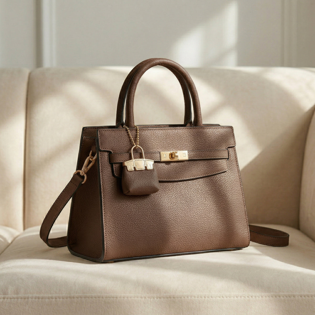شنطة جلد أنيقة بستايل عصري - Modern Classic Bag | Mini Charm Details ✨