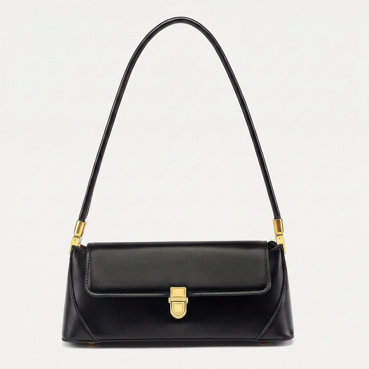 Structured Shoulder Bag with Gold Clasp – Premium Imported