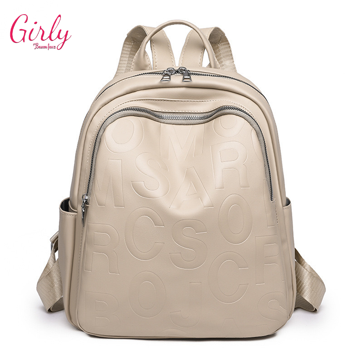 شنطة ظهر جلد بحروف محفورة - Girly