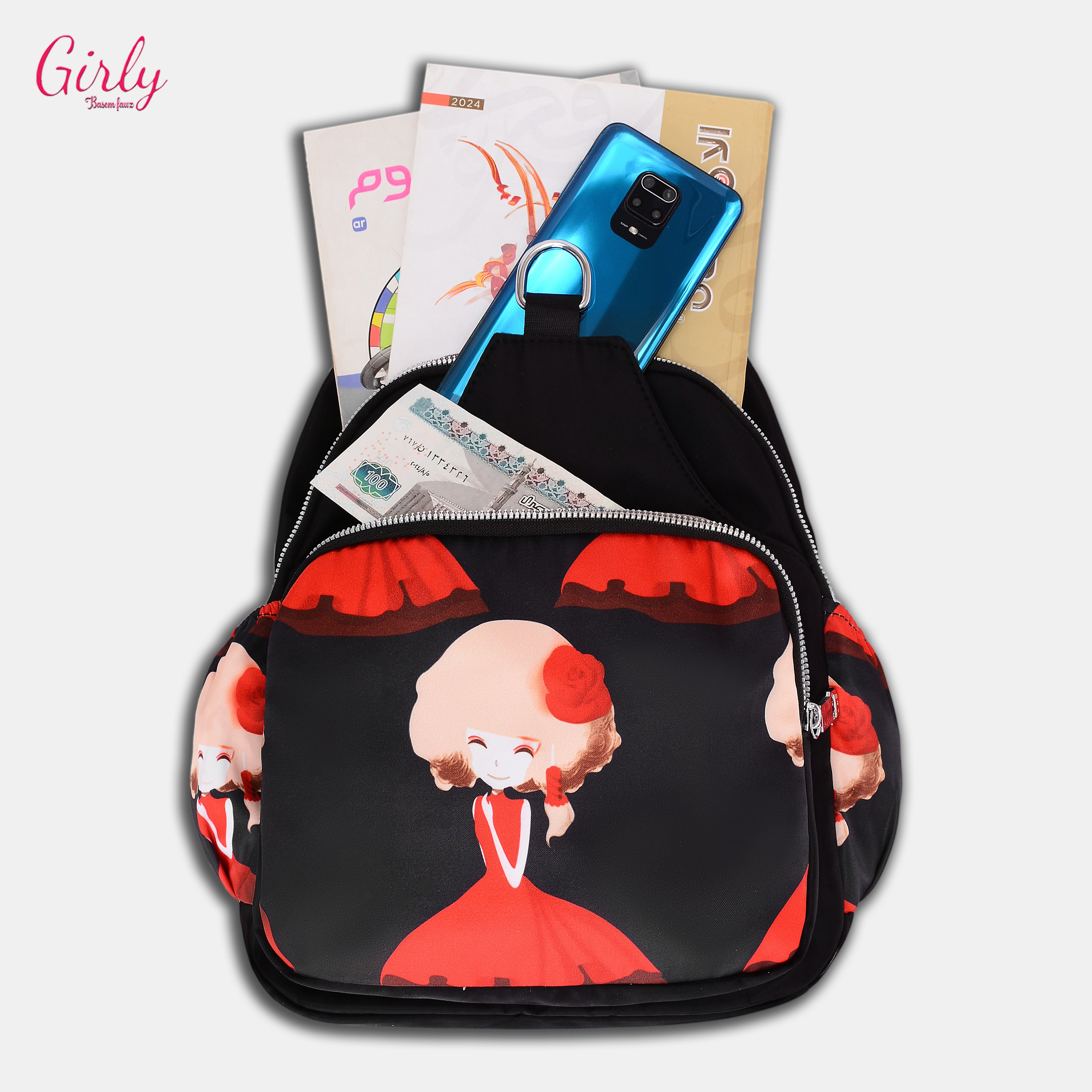 🎒 شنطة ظهر Girly مطبوعة بأشكال عصرية