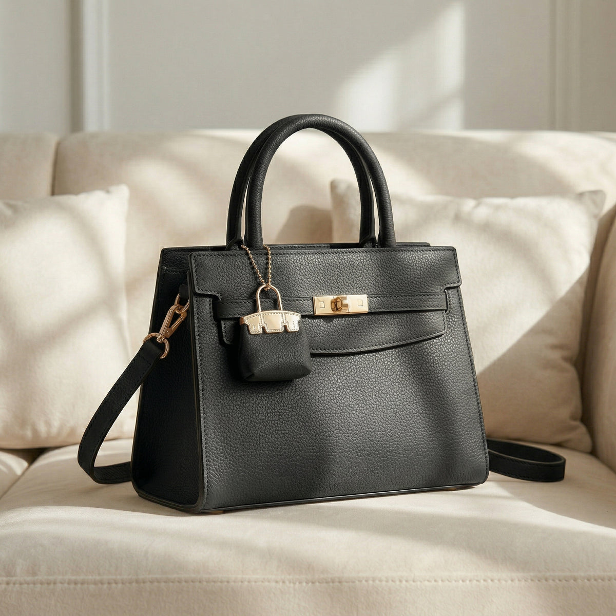 شنطة جلد أنيقة بستايل عصري - Modern Classic Bag | Mini Charm Details ✨
