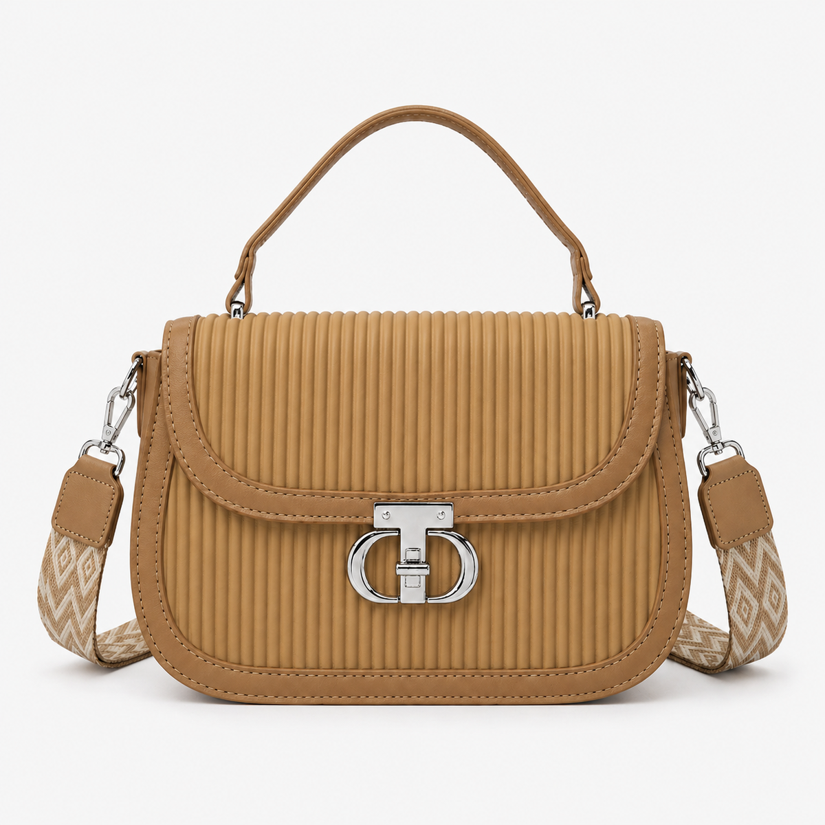 شنطة مستوردة ساتشيل بتصميم مضلع – Ribbed Mini Satchel Bag