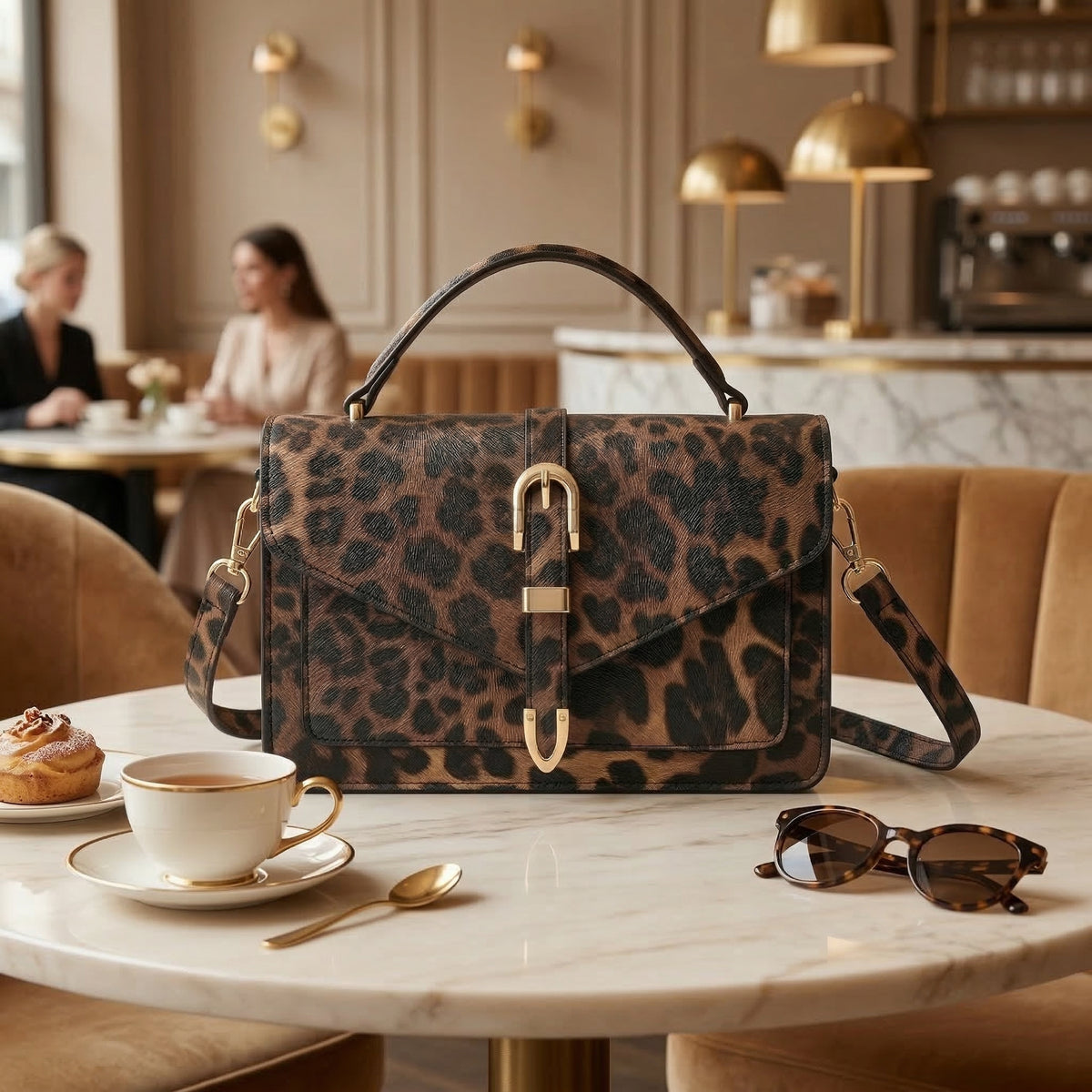 شنطة جلد بتصميم Leopard لإطلالة مميزة ✨