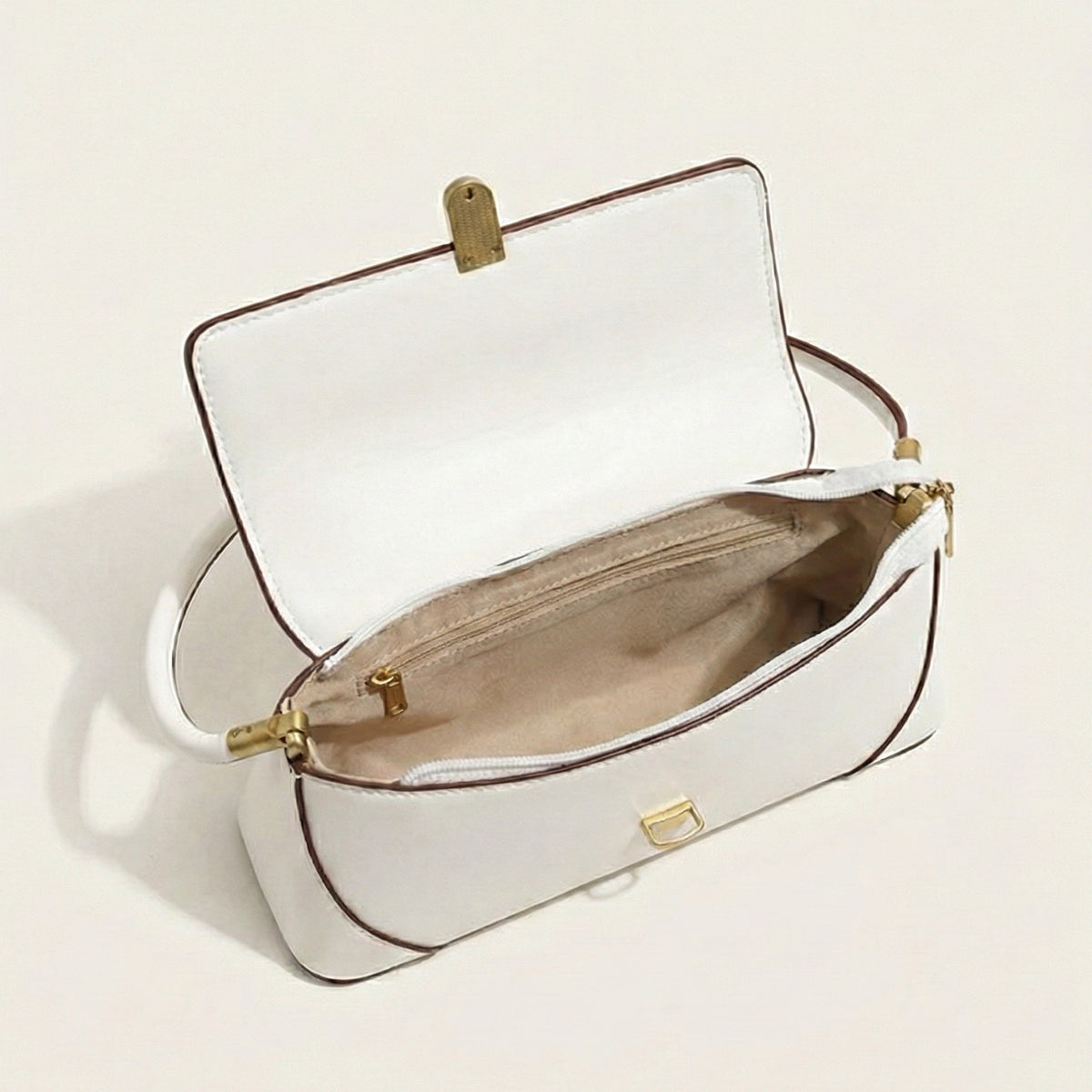Structured Shoulder Bag with Gold Clasp – Premium Imported