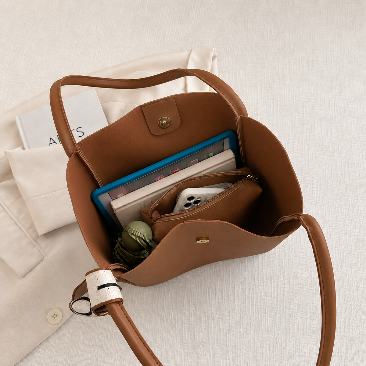 Elegant Tote Bag Set بتفاصيل Minimal تناسب كل الإطلالات