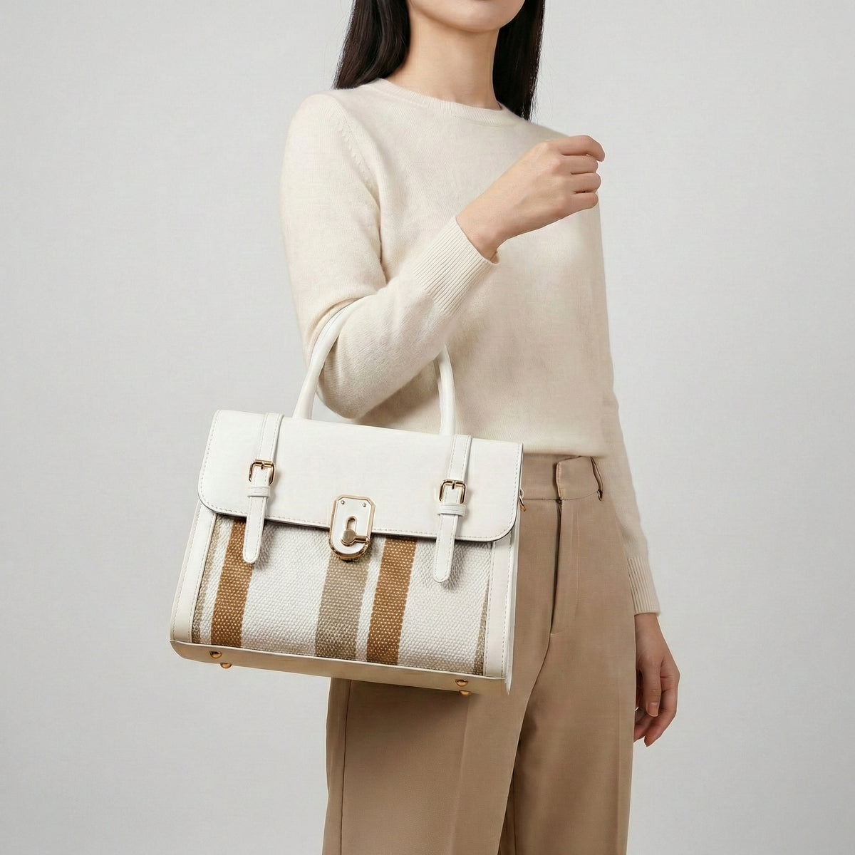 شنطة يد جلد بتصميم فاخر مستوردة – Imported Luxury Woven Leather Handbag