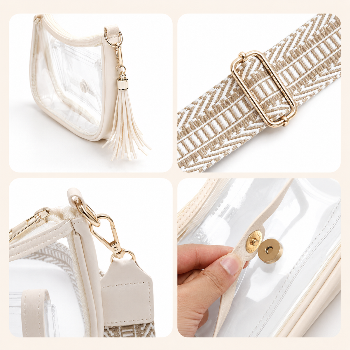 شنطة شفافة مستوردة بتفاصيل Clear Casual Chic