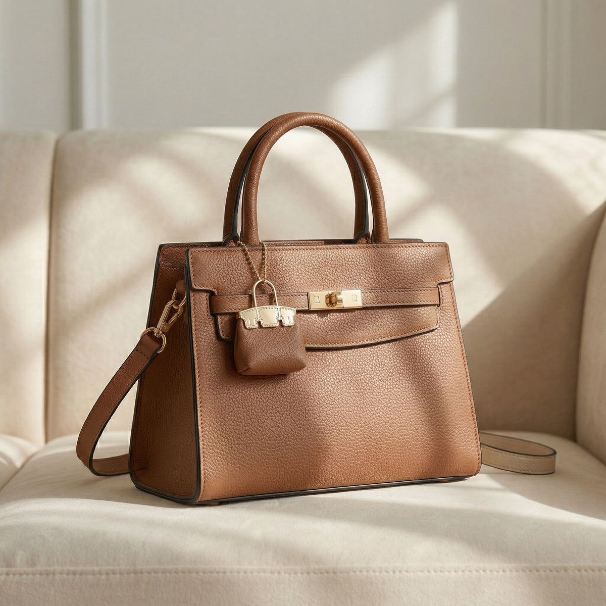 شنطة جلد أنيقة بستايل عصري - Modern Classic Bag | Mini Charm Details ✨