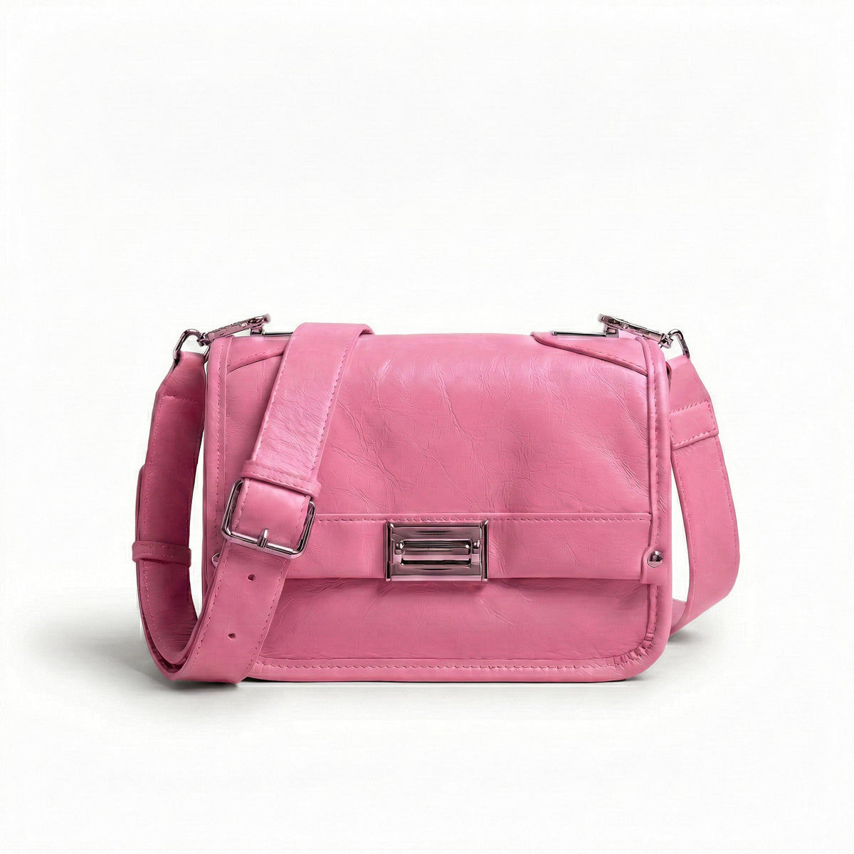 شنطة كتف جلد مستورد بحزام عريض – Premium Imported Leather Shoulder Bag