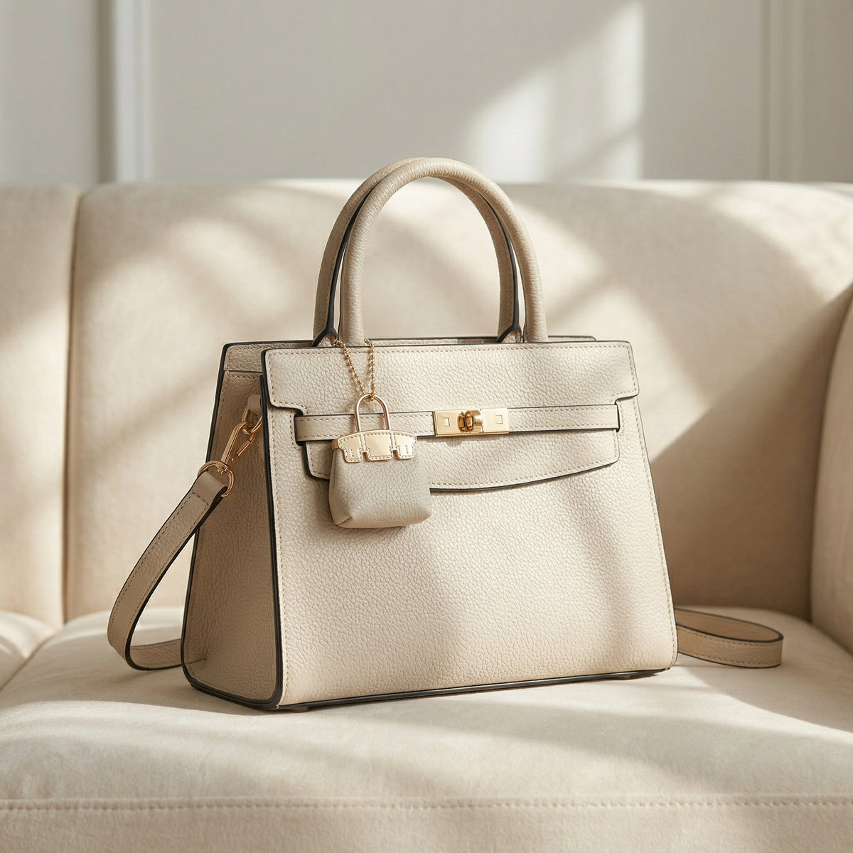 شنطة جلد أنيقة بستايل عصري - Modern Classic Bag | Mini Charm Details ✨