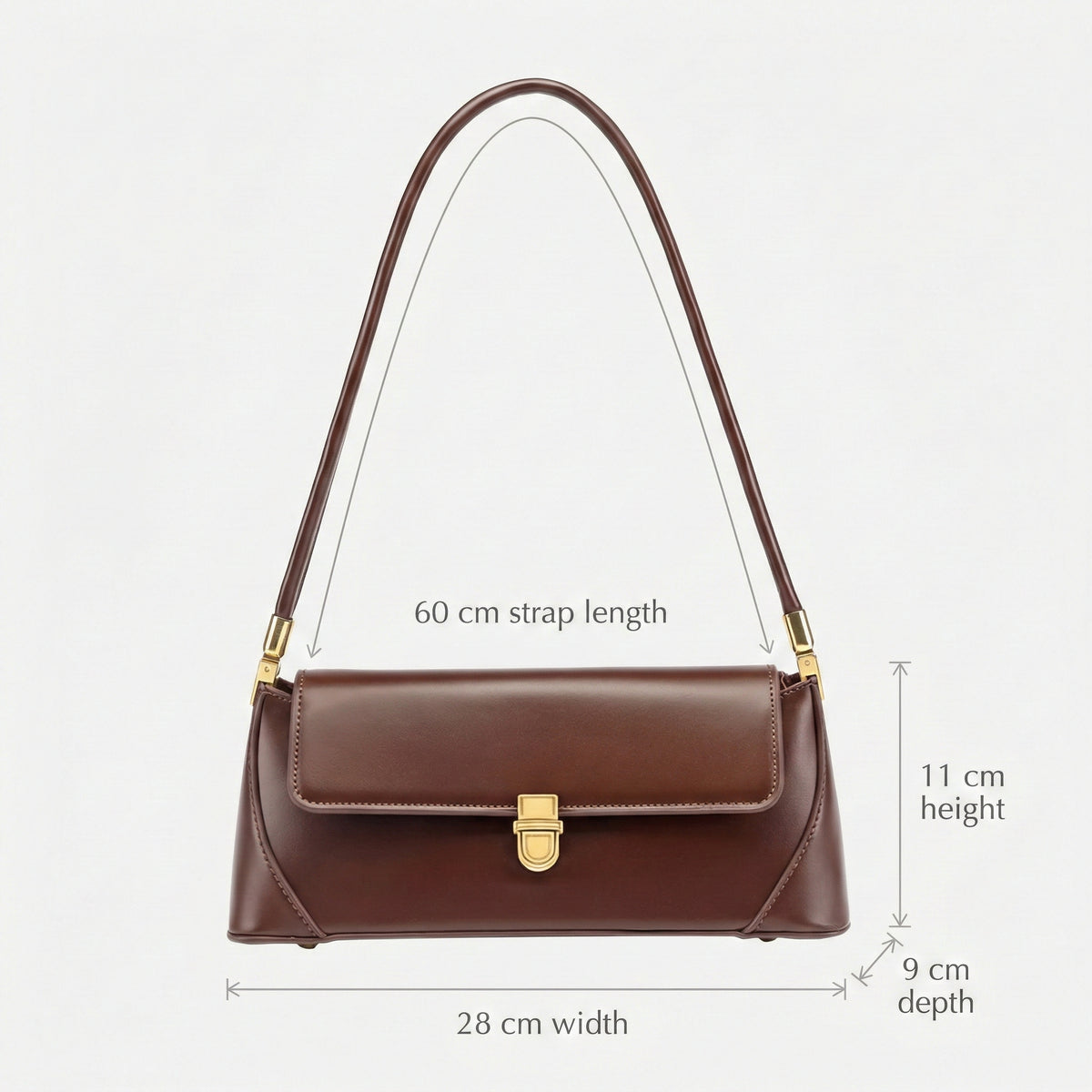 Structured Shoulder Bag with Gold Clasp – Premium Imported
