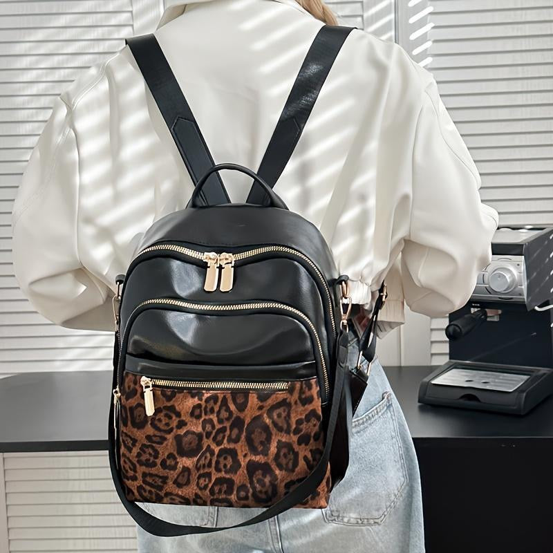 شنطة ظهر مستوردة بتفصيلة Leopard Pattern - Stylish Backpack Bag ✨
