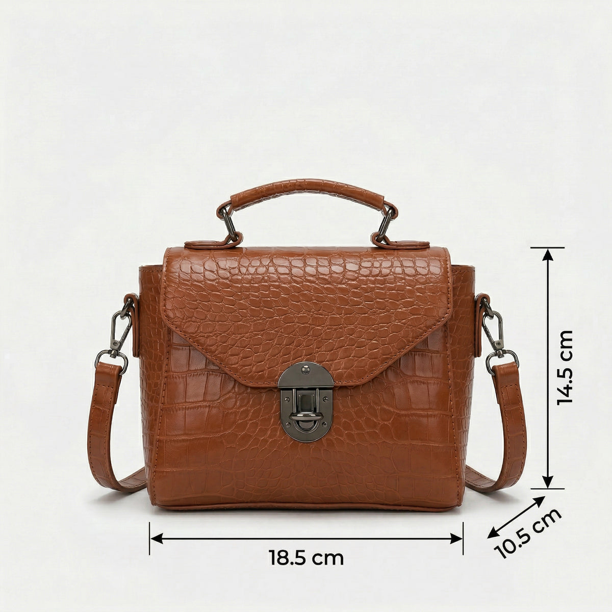شنطة كروس جلد بنقشة مميزة - Croco Style Crossbody Bag