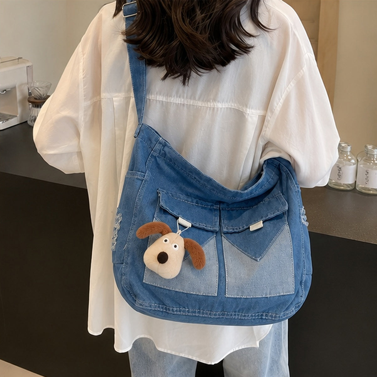شنطة مستوردة بخامة جينز مميزة وتنظيم عملي | Everyday Denim Crossbody Bag