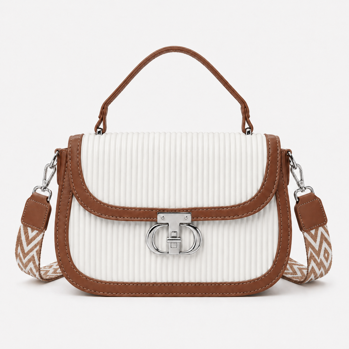 شنطة مستوردة ساتشيل بتصميم مضلع – Ribbed Mini Satchel Bag