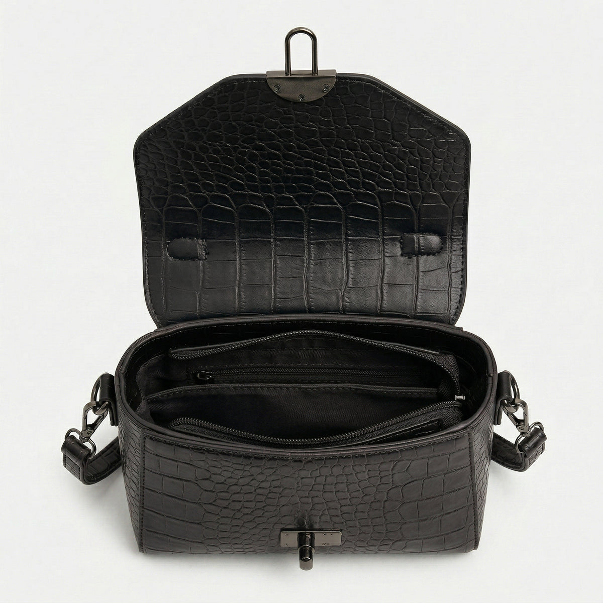 شنطة كروس جلد بنقشة مميزة - Croco Style Crossbody Bag